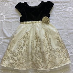 Jona Michelle Formal Dress Black Velvet & Gold Embellished Overlay Design